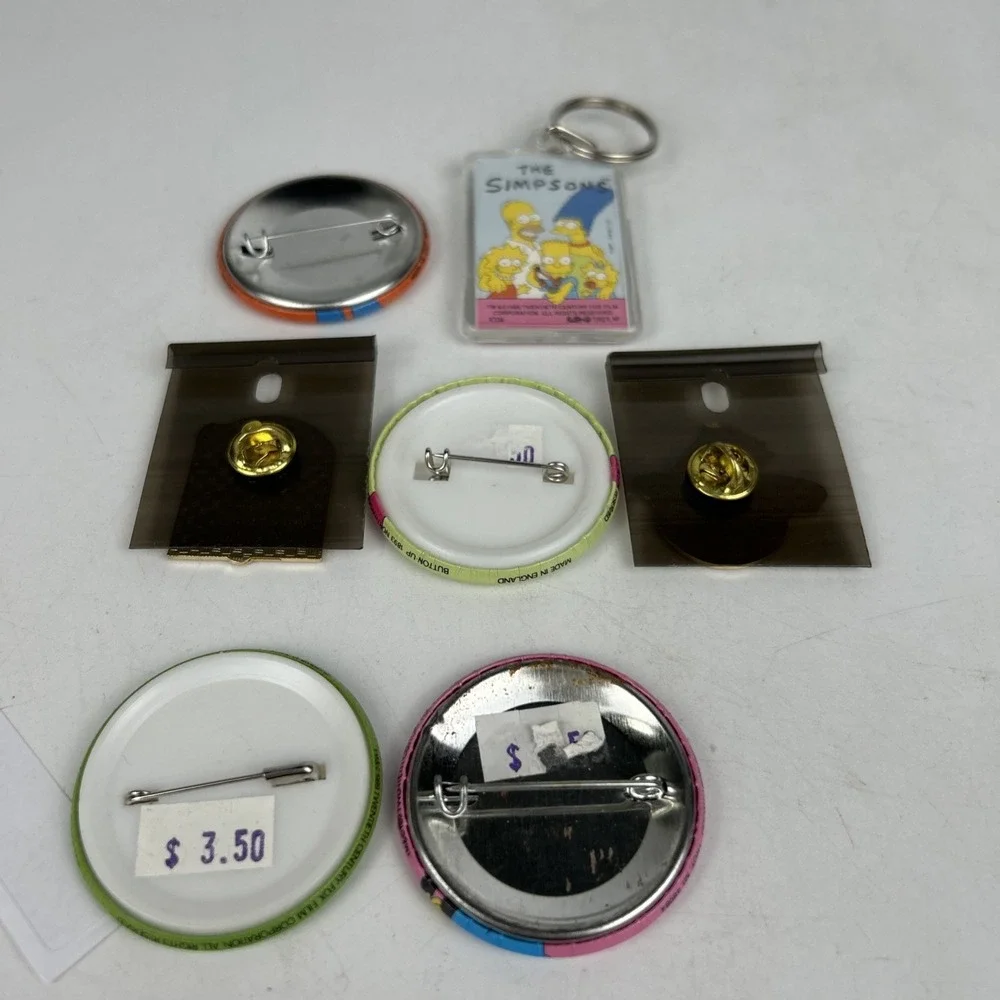 Vintage The Simpsons Pin And‎ Keychain Set Seven Items Total
